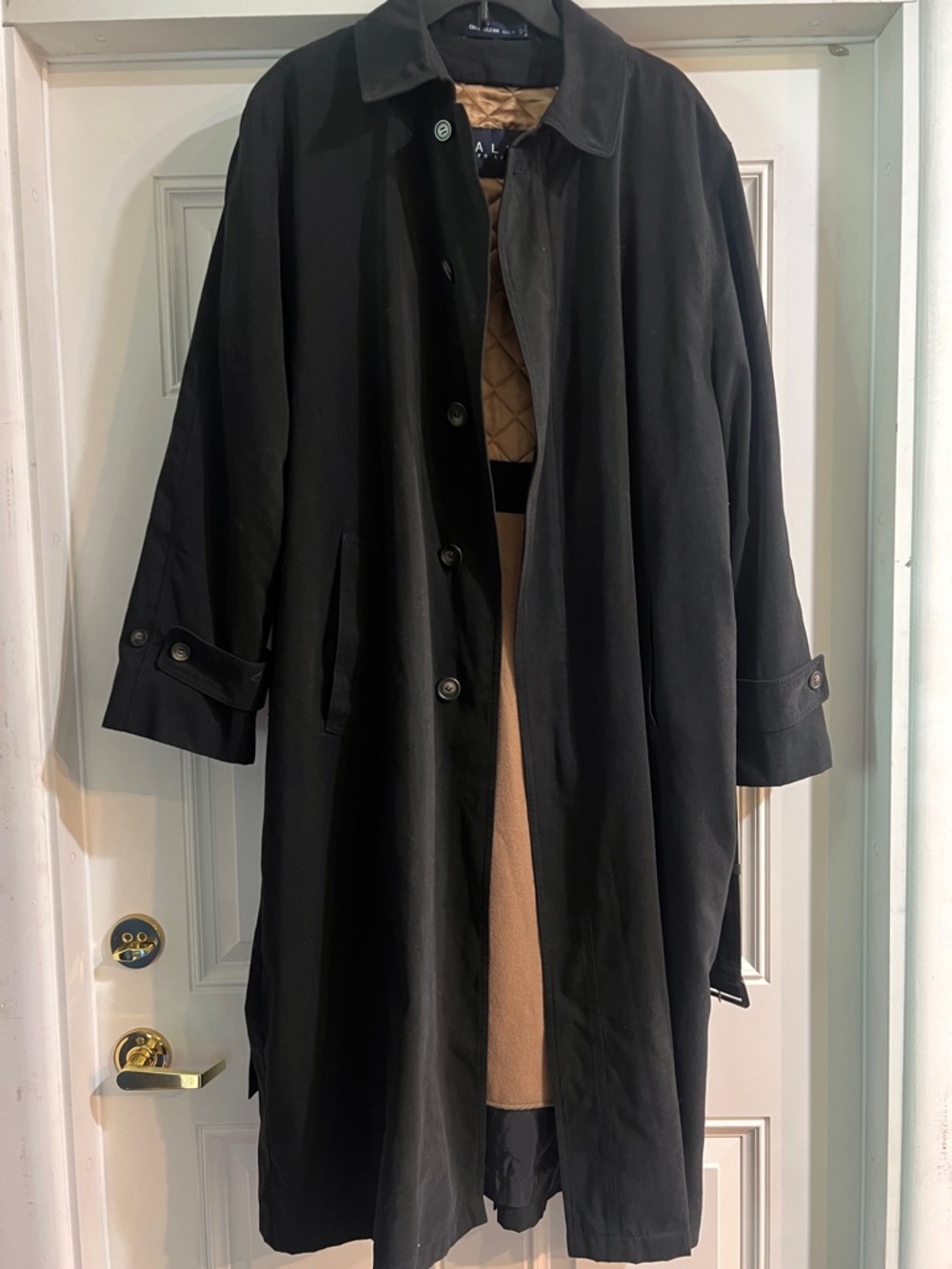 Vintage Ralph Lauren Men’s Black Trench Coat w/Removable Quilted Lining SZ 42R